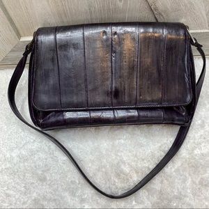 Lee Sands Genuine Eel Skin Shoulder Bag Purse Designer RARE